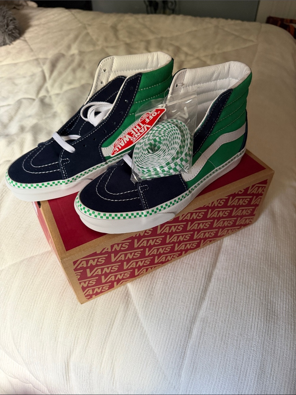 Vans Kids Sk8-Hi Navy, Green & White High-Top Sneakers